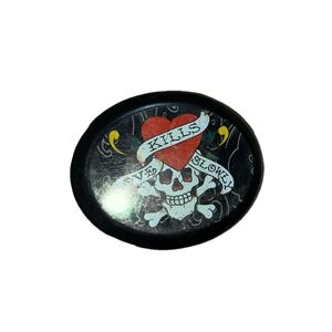 Vintage Ed Hardy Love Kills Slowly Dual Compact Mirror Tattoo Flash Art Skull